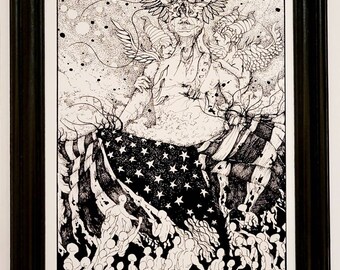 Impresión artística "Orgullo Gótico", ilustración en tinta oscura (8x10)