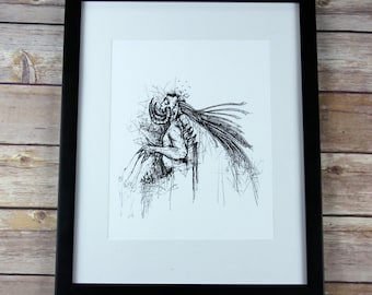 Impresión de arte de terror, impresión de arte original de 8x10, Oblivion, arte oscuro, arte gótico, terror, arte demoníaco, punk rock, arte surrealista