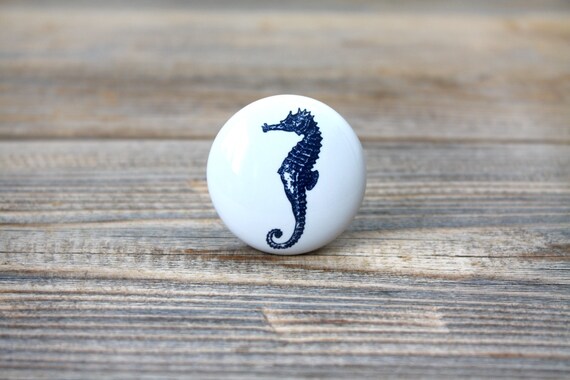 Seahorse Drawer Knob Ceramic Cabinet Knob Seahorse Decor Etsy