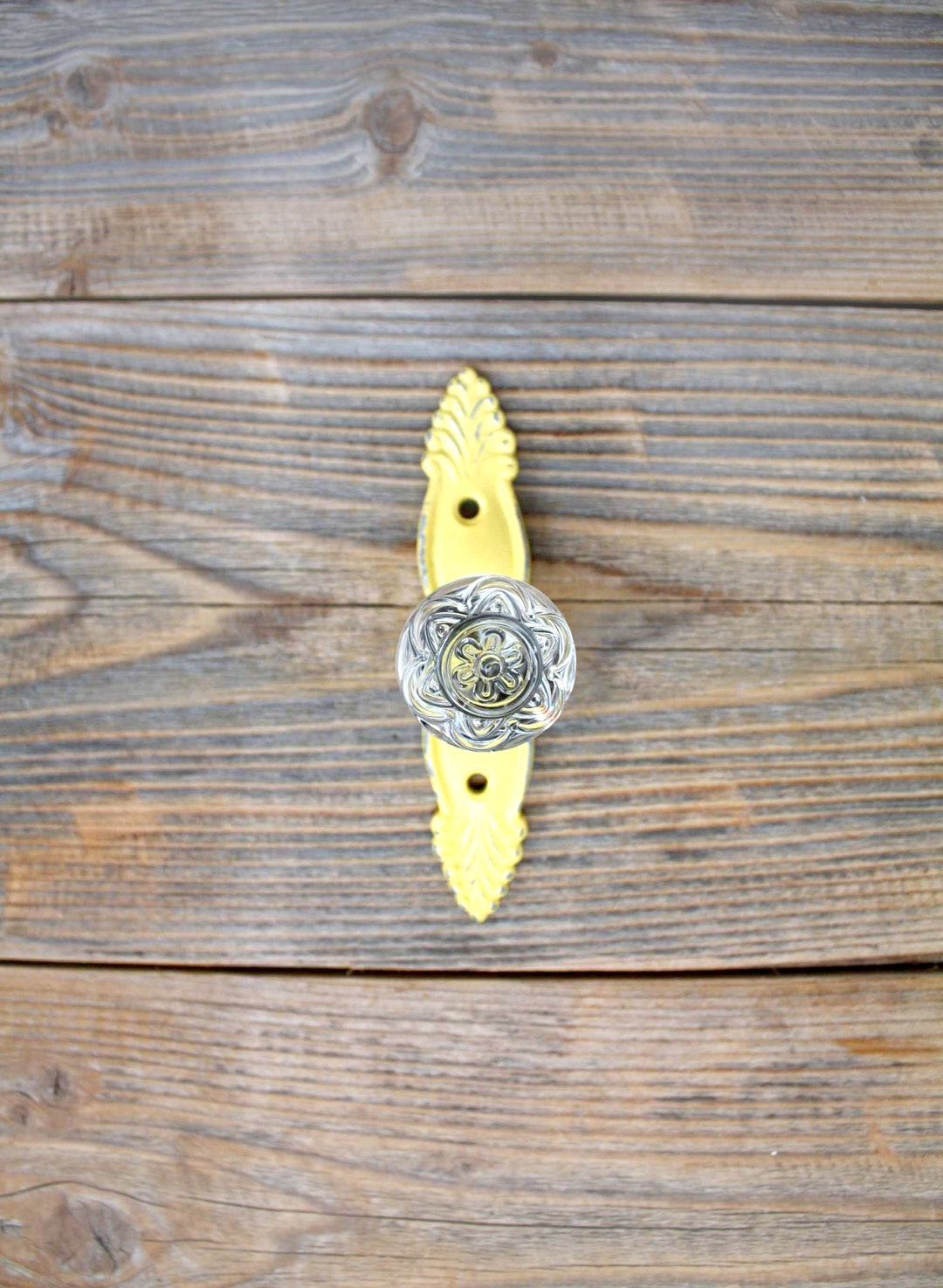 Yellow Drawer, Closet or Nightstand Knob Decorative Knob on Back Plate Etsy