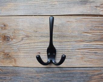 Black Triple Coat Hook, Metal Entryway Hooks