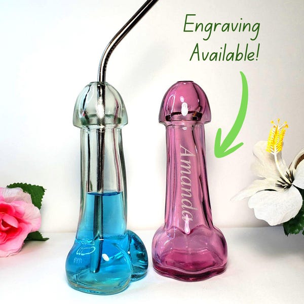 Penis Shot Glass for Bachelorette Party – Funny Dick Shot Glass Gift – Engraved or Plain, Pink or Clear Party Favor