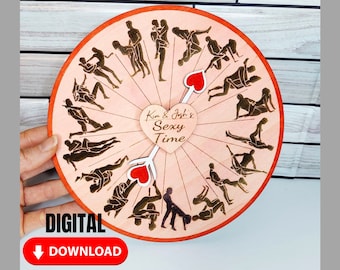 SVG Sex Position Spinner Cut File for Boyfriend or Girlfriend - Naughty Valentines Couple Wheel Game for Foreplay - Digital Download