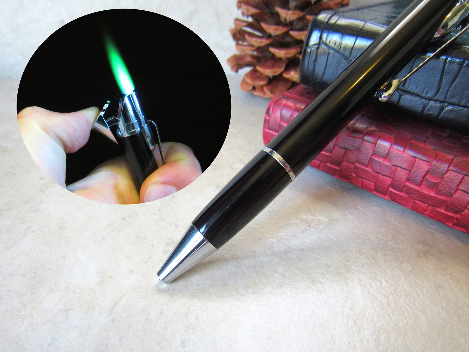 Ballpoint Pen Lighter Refillable Windproof Novelty Butane Etsy