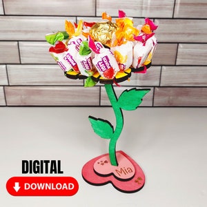 Flower Candy Stand SVG Cut File for Kids Classroom - Elementary Valentines Party Favor Holder Gift - Digital Download