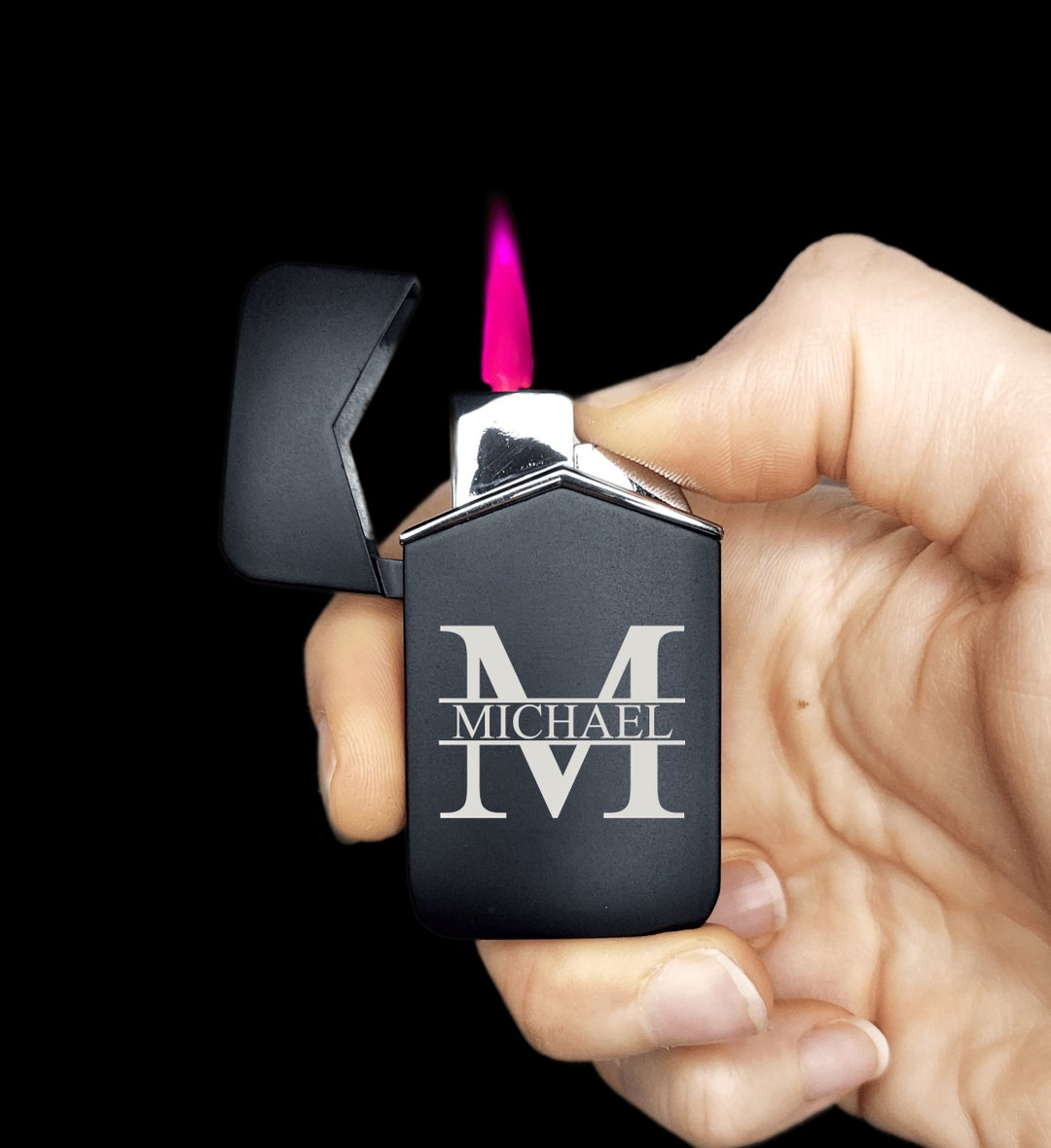 Personalized Lighter With Red Flame Refillable Windproof Butane Gas