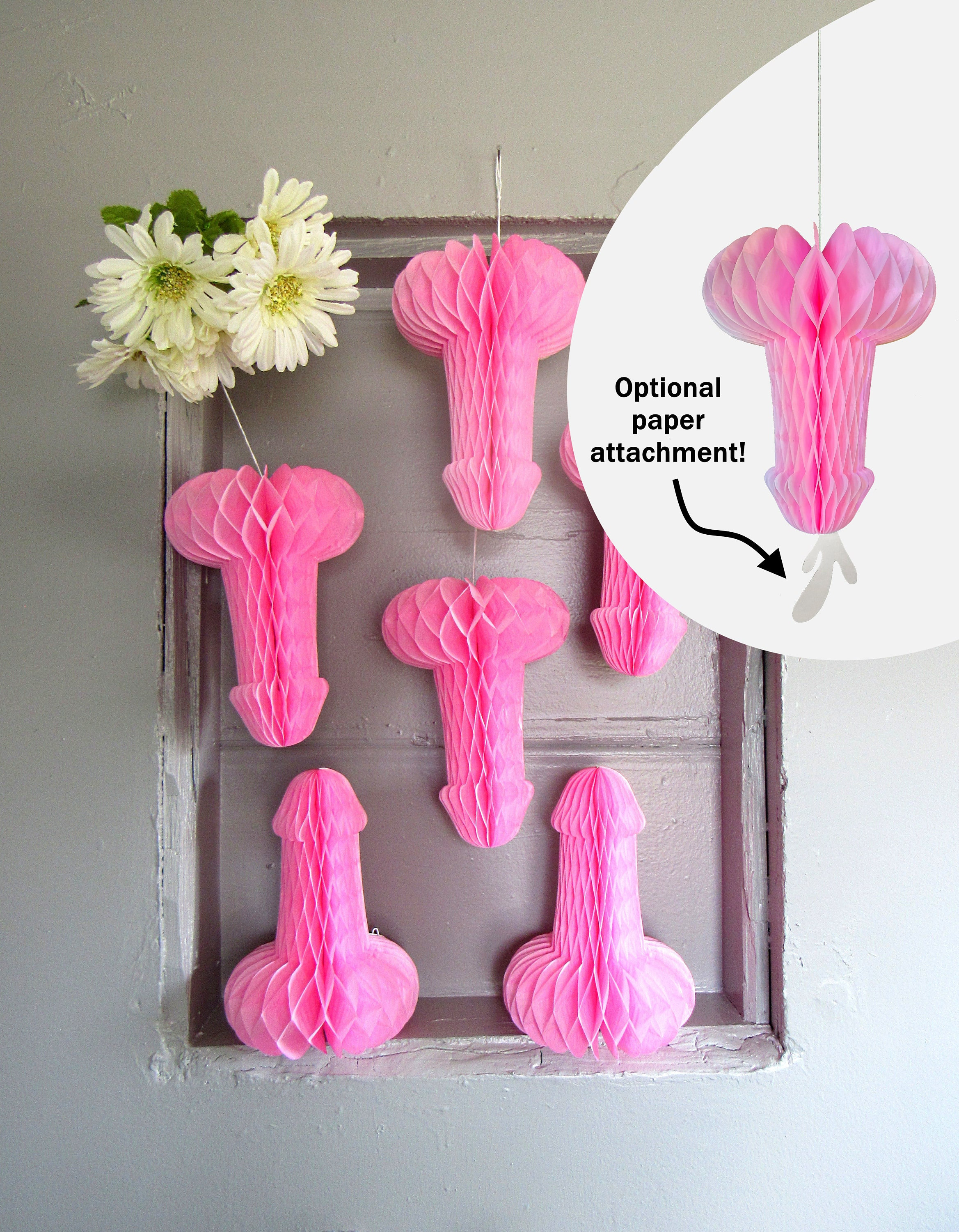Hanging Paper Honeycomb Penis Decorations for Funny Bachelorette Party or  Valentine's Day 