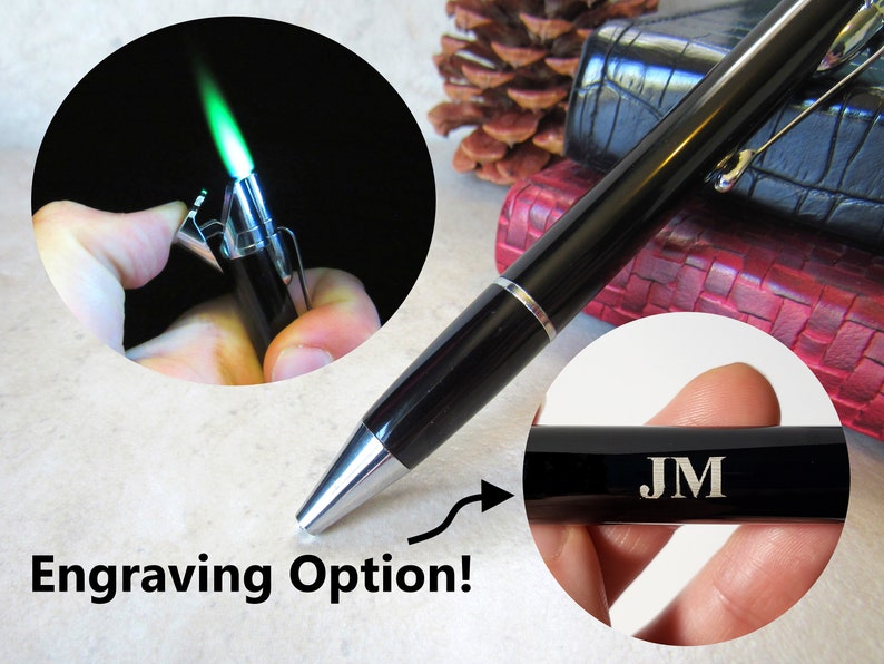 Personalized Ballpoint Pen Lighter - Refillable Windproof Butane Gas Lighter 