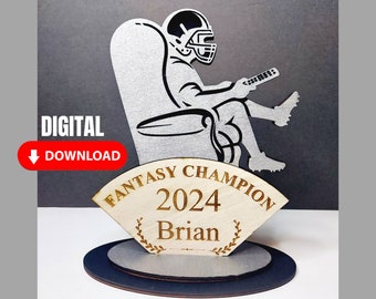Personalisierte Fantasy Football Sessel Quarterback Trophäe SVG Schnittdatei - Lustiger Champion Award Laser Digital Download
