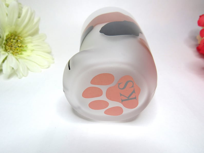 10oz Cat Paw Shaped Personalized Drinking Glass 1pc Frosted Kawaii Kitten Foot Cup with Toe Beans image 2