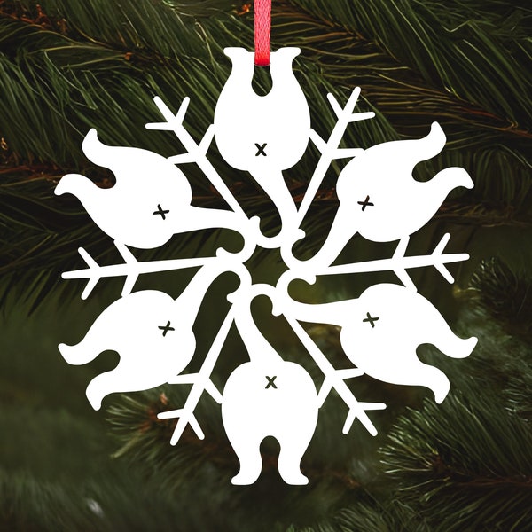 Cat Butt Snowflake Ornament - Funny Sarcastic Personalized Wooden Christmas Decoration
