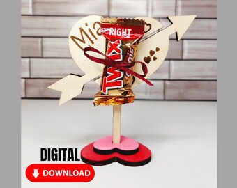 Personalisierte Herz Candy Stand SVG Schnittdatei für Kinder Klassenzimmer - Elementare Valentines Party Mitbringsel Halter Geschenk - Digital Download