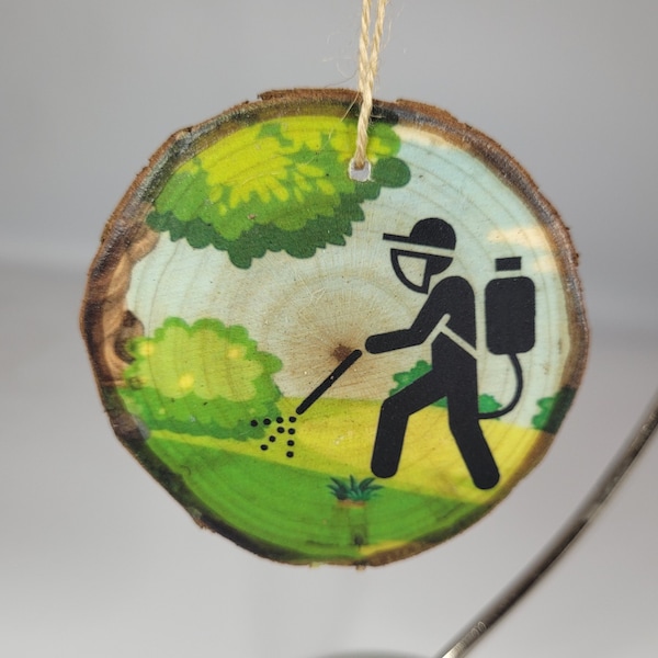 Pest Controller Wood Slice Christmas Ornament with Customized Personalization Available, Exterminator Wood Slice Christmas Ornament