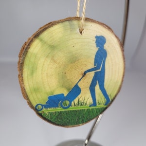 Landscaper Wood Slice Christmas Ornament with Customized Personalization Available, Landscapist Wood Slice Christmas Ornament