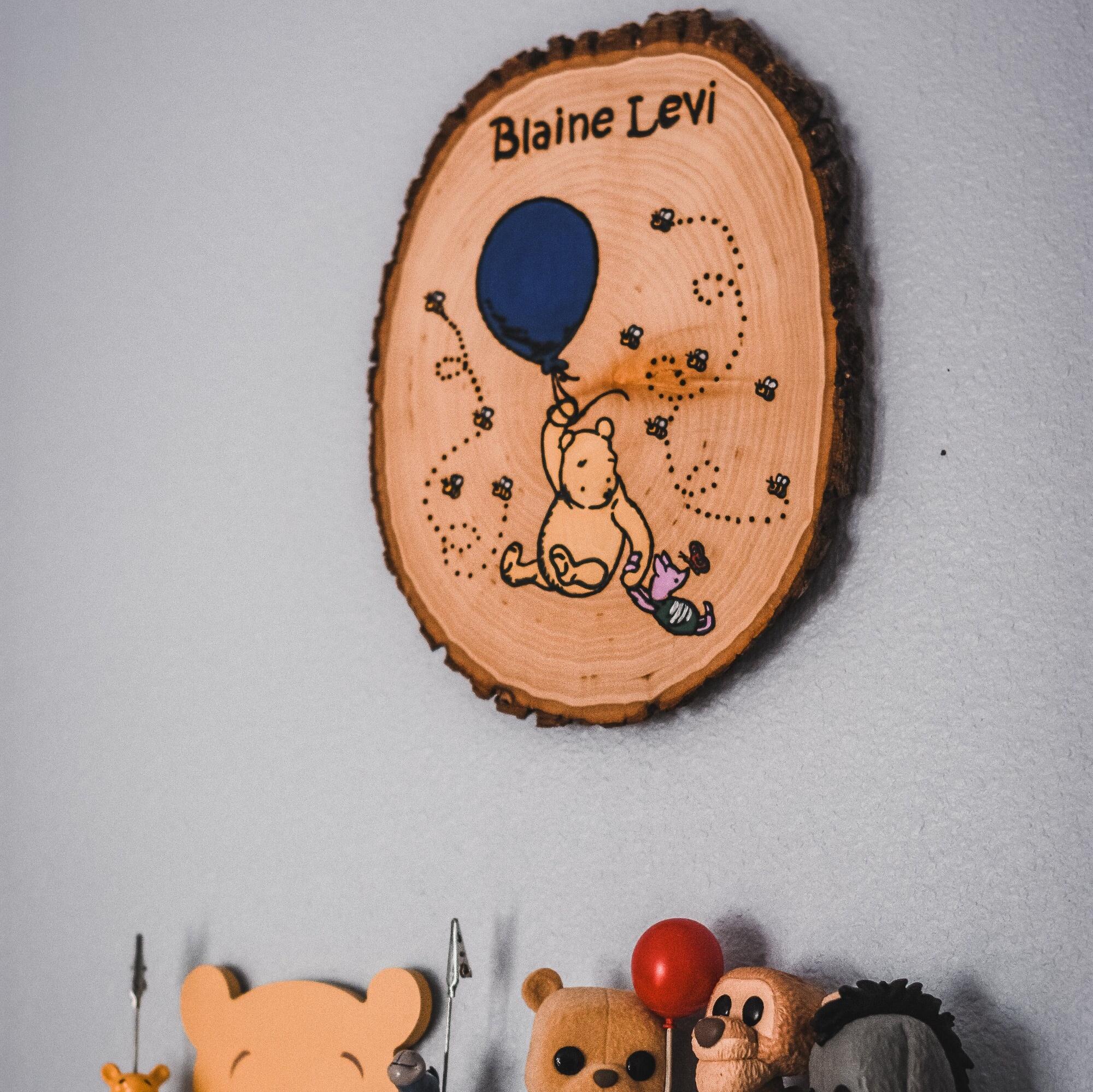 Winnie the Pooh Inspired Wood Burned Personalized Plaque