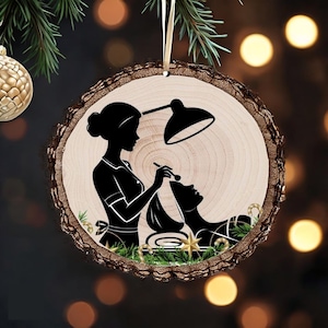 Personalized Esthetician Christmas Ornament - Wood Slice Ornament - Spa Treatment Gift - Custom Skincare Therapist Holiday Gift