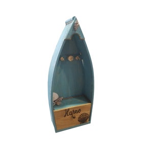Wood Burned Boat Shelf with Drawer, Decorative Small Wooden Boat Shelf, Home Decor, Personalized Boat Shelf, Nautical Decor, Miniature Boat