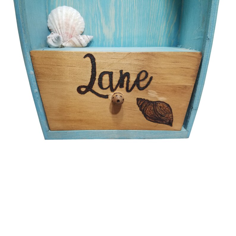 Personalized Boat Shelf Wood Burned Boat Shelf with Drawer Nautical Decor Home Decor Decorative Small Wooden Boat Shelf Miniature Boat