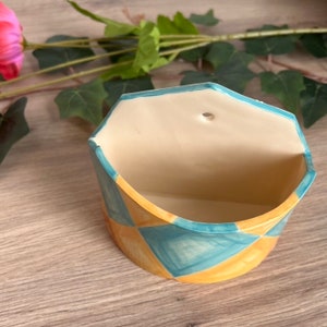 Ceramic planter. Wall indoor planter. Handmade ceramics. Geometric pattern planter. Succulent planter. hanging planter