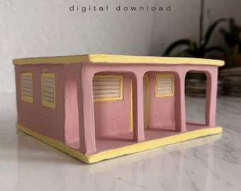 Szablon doniczki La Casita Puerto Rico: DIY: gliniana konstrukcja z płyt ceramicznych (wzór PDF)