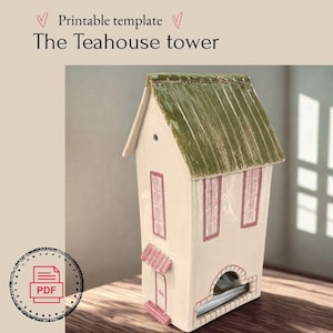Modèle de poterie, tour de maison de thé à faire soi-même : construction à la main en plaques d'argile (Modèle PDF)