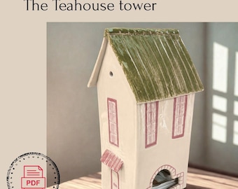 Pottery Template DIY Tea House Tower : Clay Slab Hand Building (PDF Pattern)