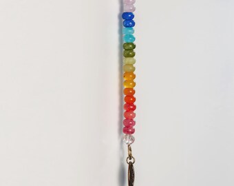 Jade Rainbow Sun Catcher, Tree of Life Charm, Glass Bead Prism, Handmade Boho Decor