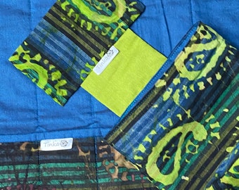 Sewing Set Caddy, Pin Cushion/Thread Catcher Blue/Green
