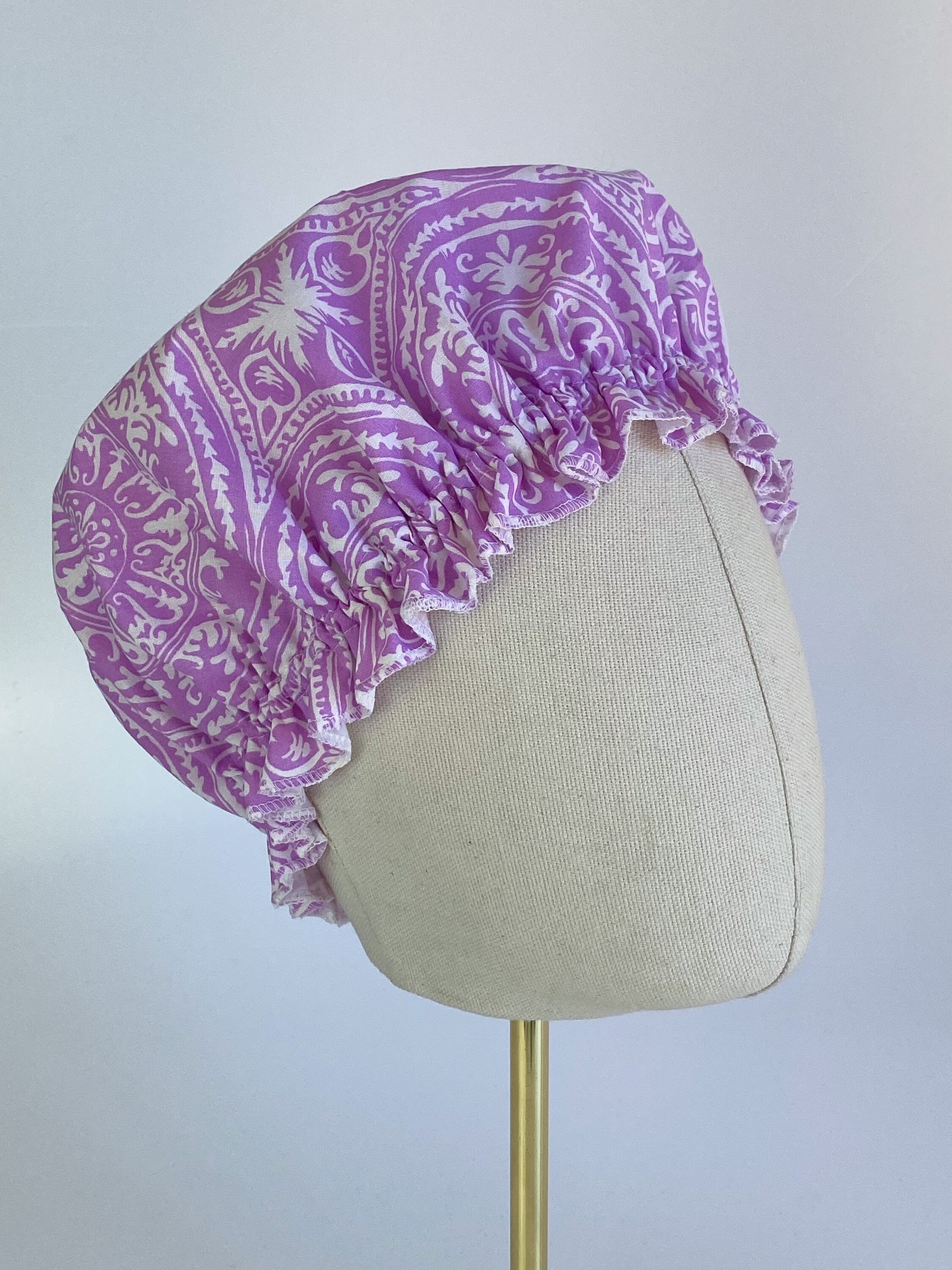 Lilac and White Shower Cap | Etsy Australia