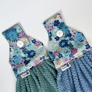 Blue Purple Mint Florals Hanging Hand Towel