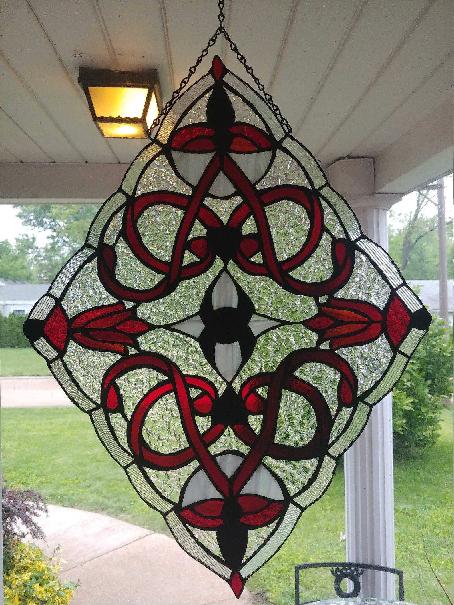 Diamond shape stained glass pattern.22 x 17 Etsy