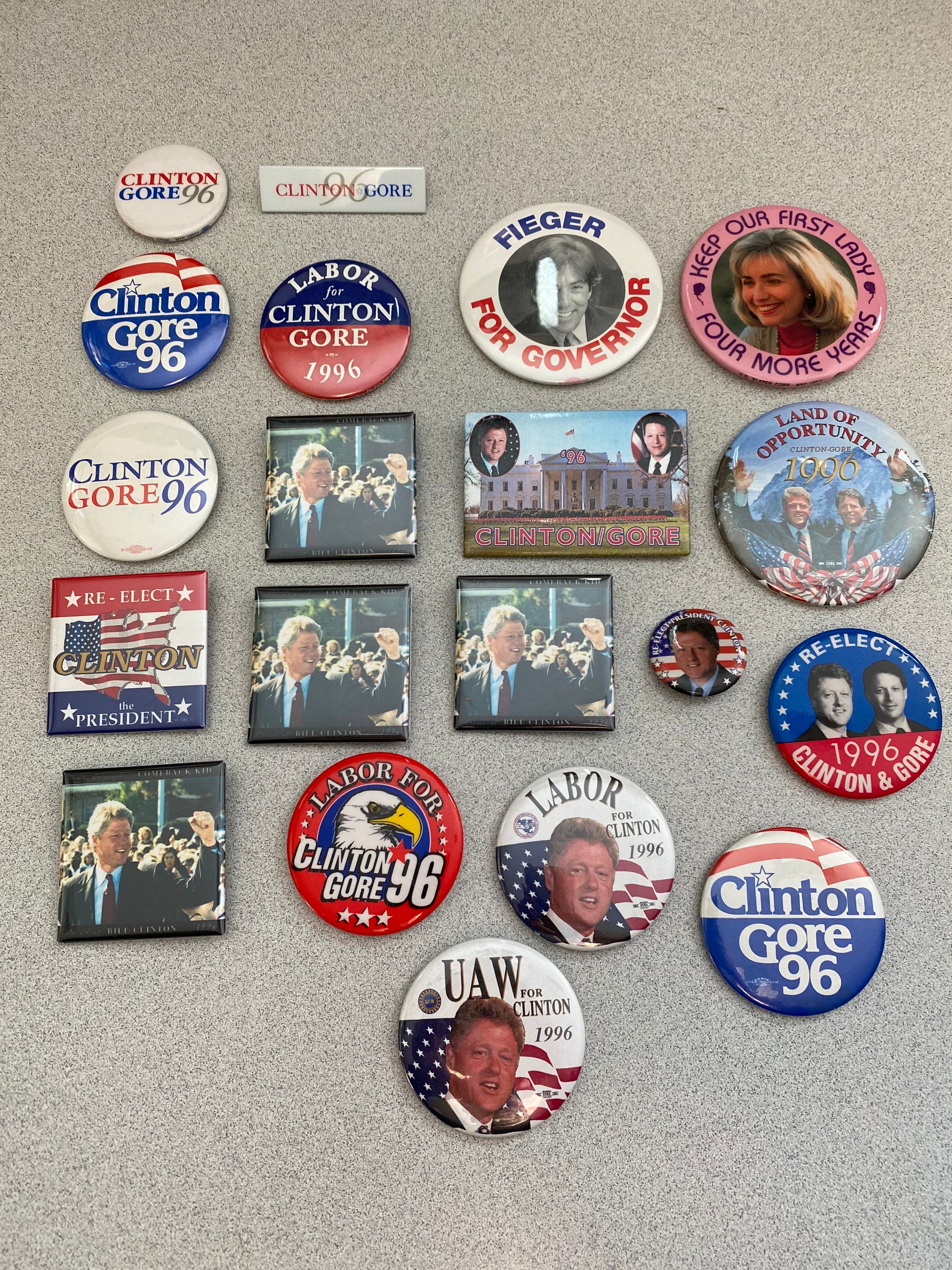 Vintage 1996 Bill Clinton Al Gore Election Lot of 20 Pins President USA ...