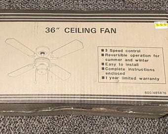 Vintage Lux 36” Ceiling Fan New Factory Sealed LR86555 800/485876