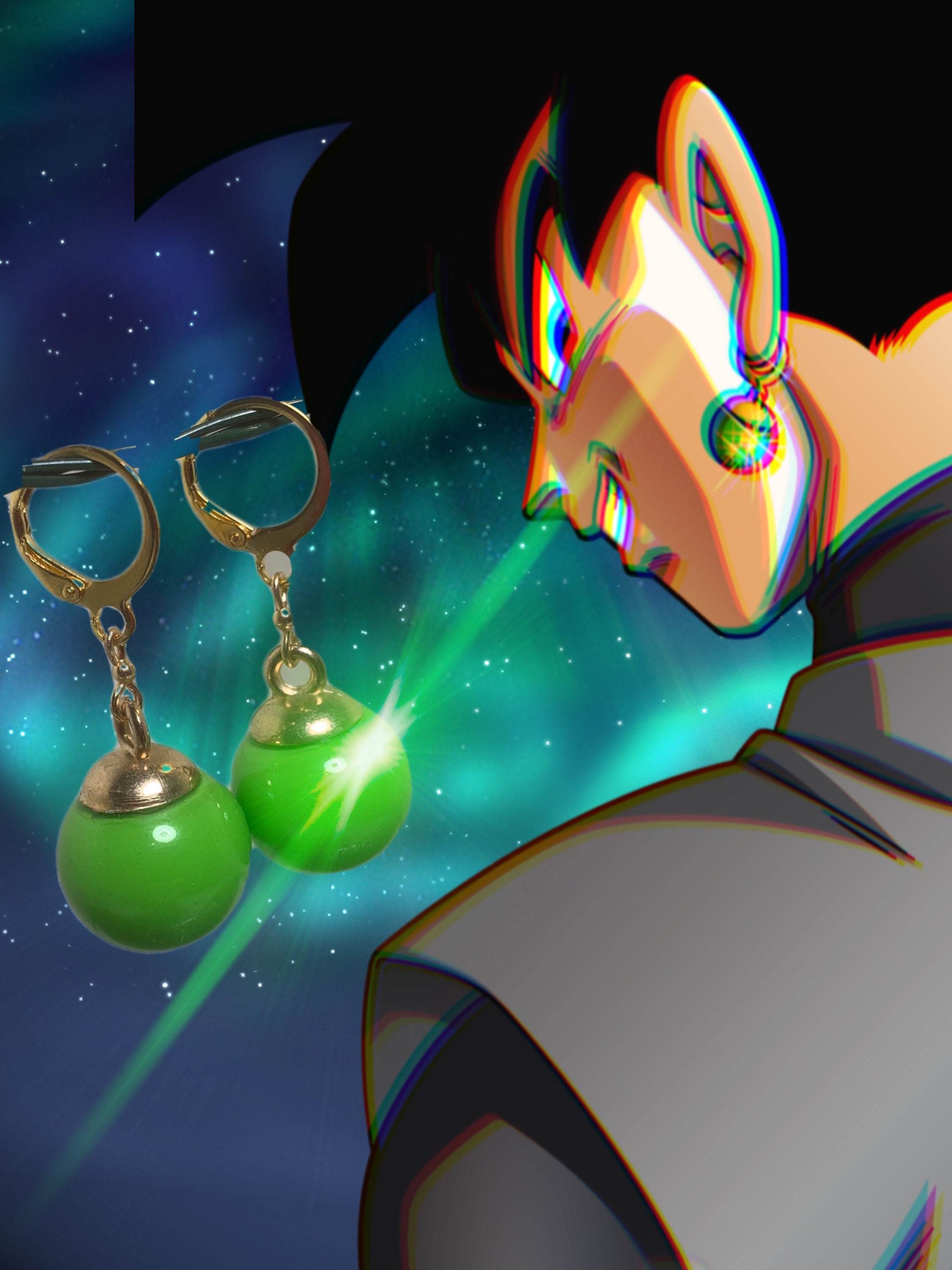 Anime Cartoon Resin Vegetto Potara Ball Black Son Goku Zamasu Cos Earrings  Ear Clip Cuff For Man