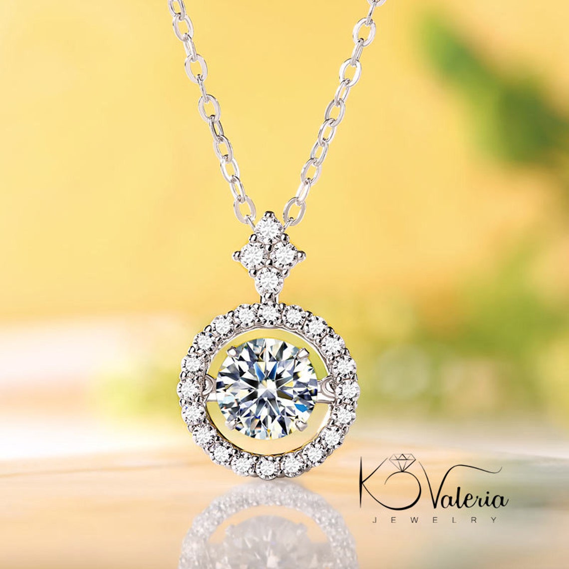 1 Carat Moissanite Pendant 925 Sterling Silver Necklace