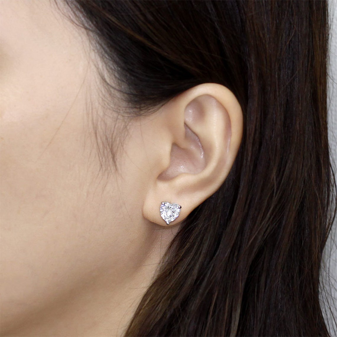 925 Sterling Silver Earrings 4 Carat Heart Cut Created Diamond | Etsy
