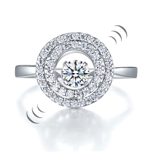 Lab Created Diamond Style Ring: Sterling Silver Double Halo Motion Ring