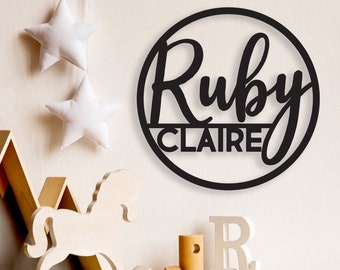 Custom Baby Name Sign, Round Baby Name Sign, Nursery Sign, Nursery Artwork, Custom Name Sign, Round Name sign, Custom Cut Out, Baby Shower