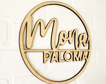 Round Baby Name Sign, Custom Baby Name Sign, Nursery Sign, Nursery Artwork, Custom Name Sign, Round Name Sign, Custom Cut Out, Baby Shower