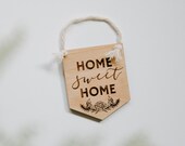 Lasercut Wood quot Home Sweet Home quot Floral Wall Hanging Banner