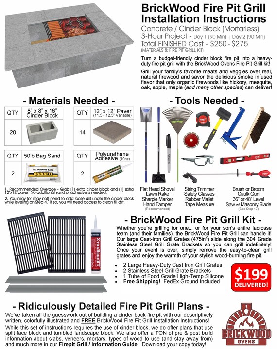 How To Build A Fire Pit Fire Pit Grill America S Etsy