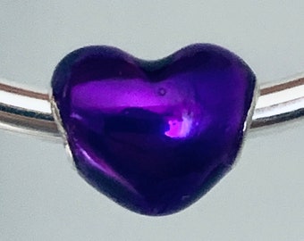 Autentici ciondoli Pandora, ciondoli a cuore VIOLA METALLIZZATO/ciondoli Pandora pendenti/braccialetto Pandora/ciondoli in argento/ciondoli Pandora per braccialetto