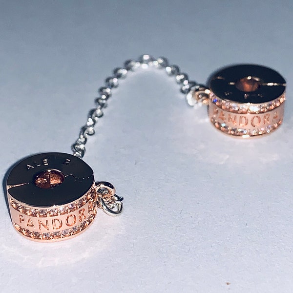 Authentic Pandora Rose Gold INSIGNIA SAFETY CHAIN / Pandora bracelet / Pandora Charm / Pandora Beads / Pandora Safety Chain