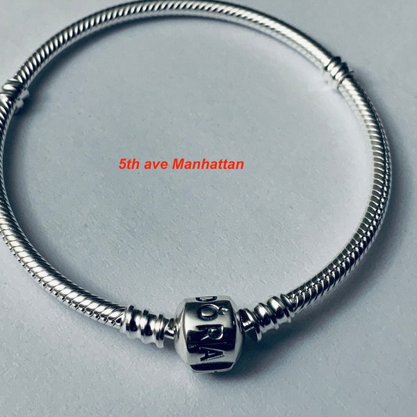 Authentique bracelet Pandora, bracelet baril classique chaîne serpent des Moments en argent sterling #590702HV/breloques Pandora/cadeau d'anniversaire