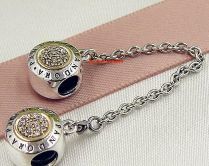 Authentic Pandora Signature 2 TONE SAFETY CHAIN /pandora Bracelet/pandora Charms/pandora Beads
