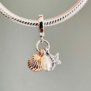 Pandora Charms Fresh Cultured White Pearl Starfish Sea Shell Dangle Charm 781690C01 pandora Dangle pandora Bracelet charms for Pandora Etsy