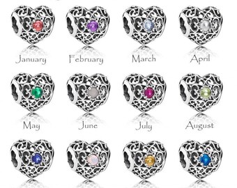 Charmed Craft Happy Birthday Cake Gift Jan-Dec Birthstone Crystal Candles Charm Beads New Jewelry Sale For Charm Bracelets