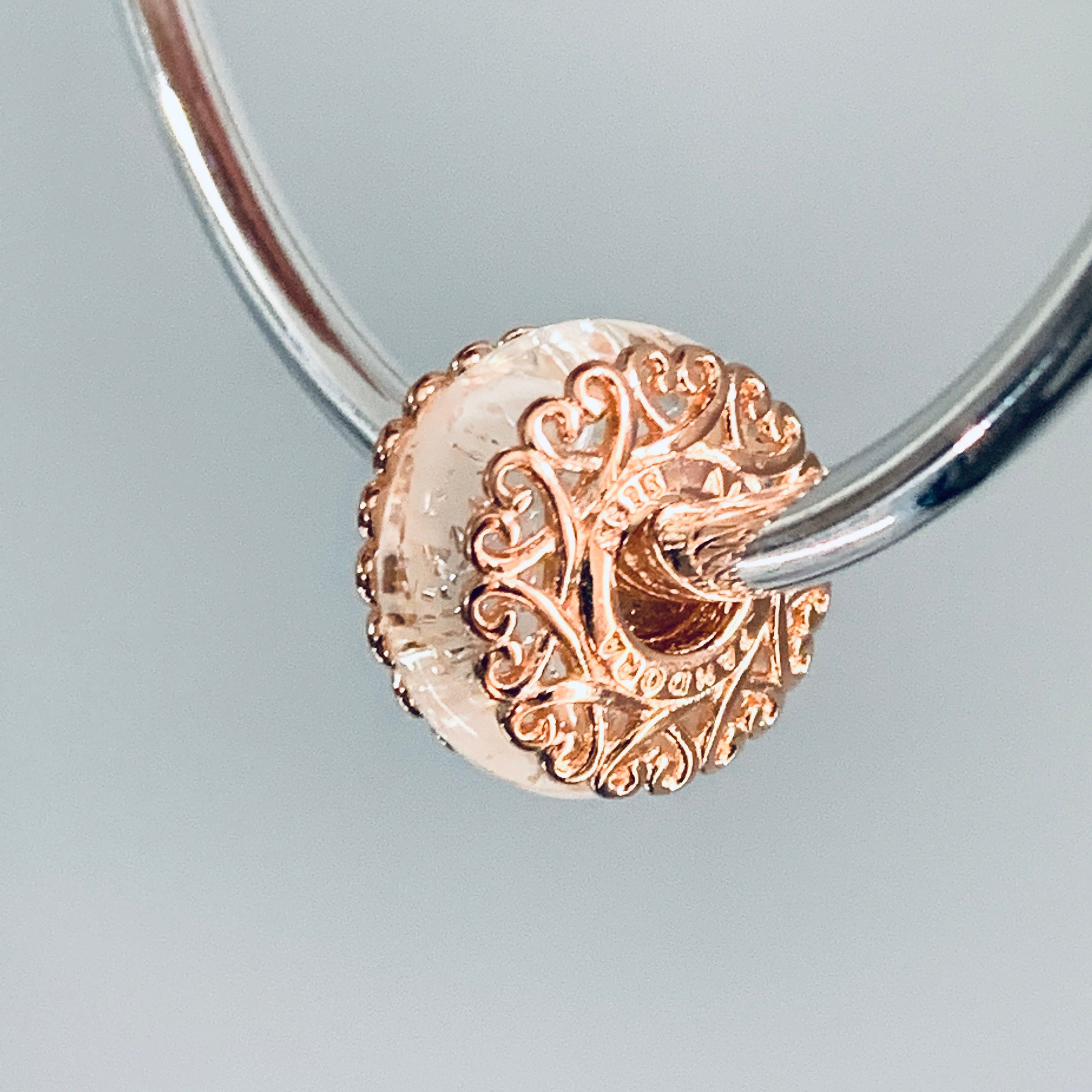 Iridescent white glass charm pandora rose clearance