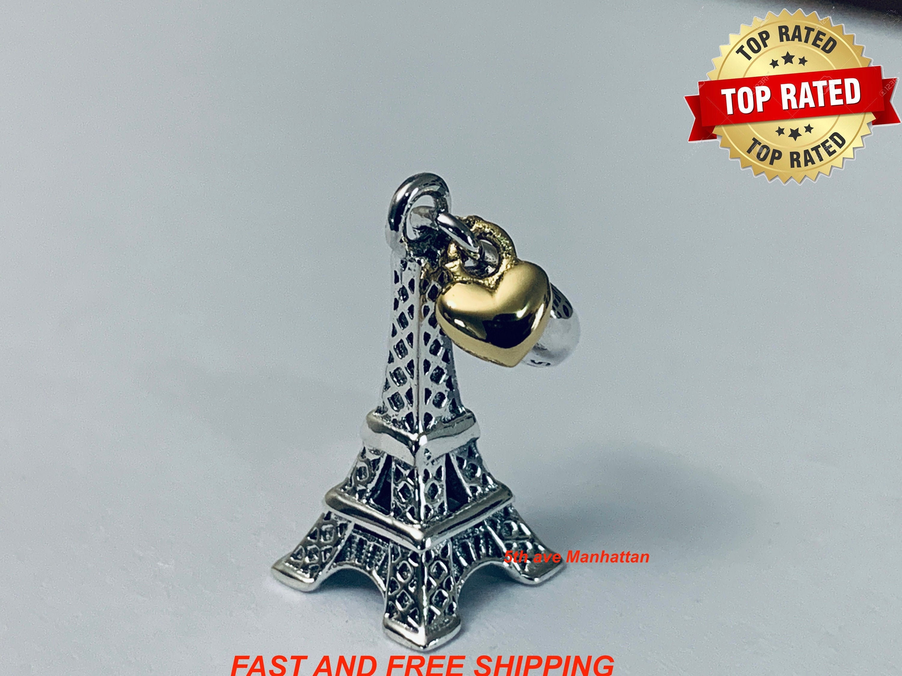 Pandora eiffel tower charm with gold heart Clearance