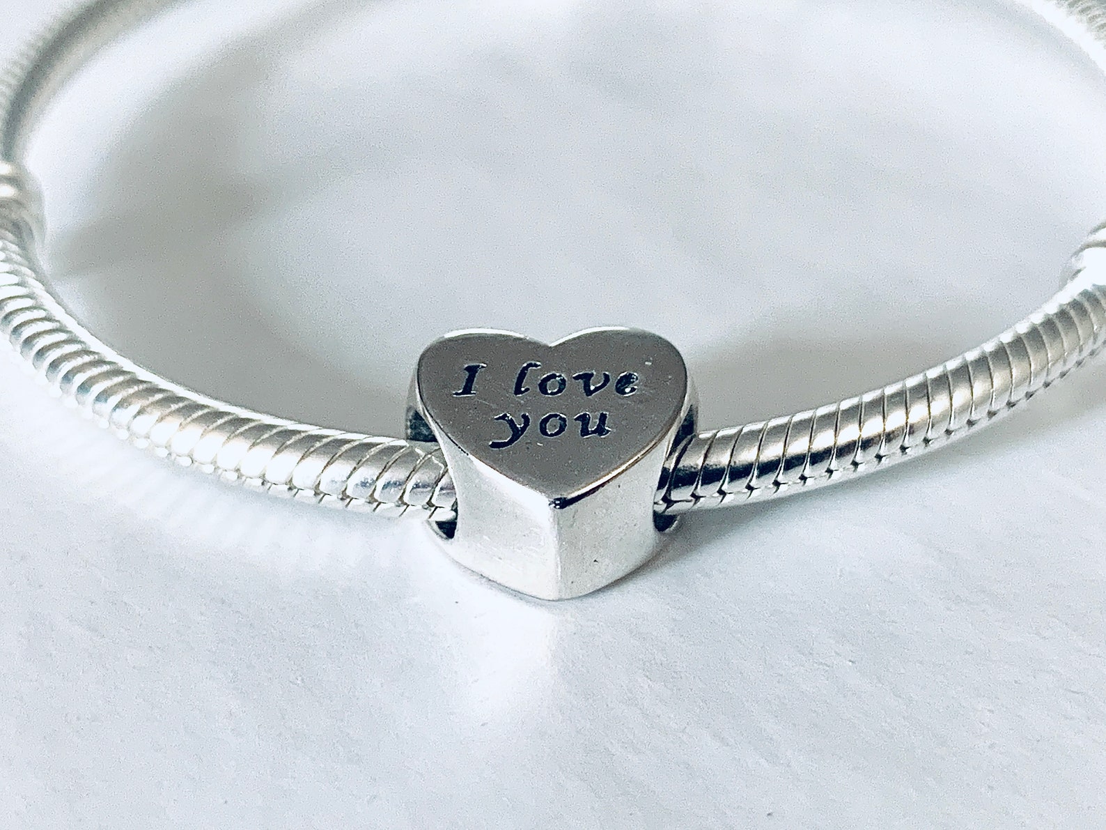 I LOVE YOU Bead Charm Clear CZ 925ale Sterling Silver / - Etsy UK